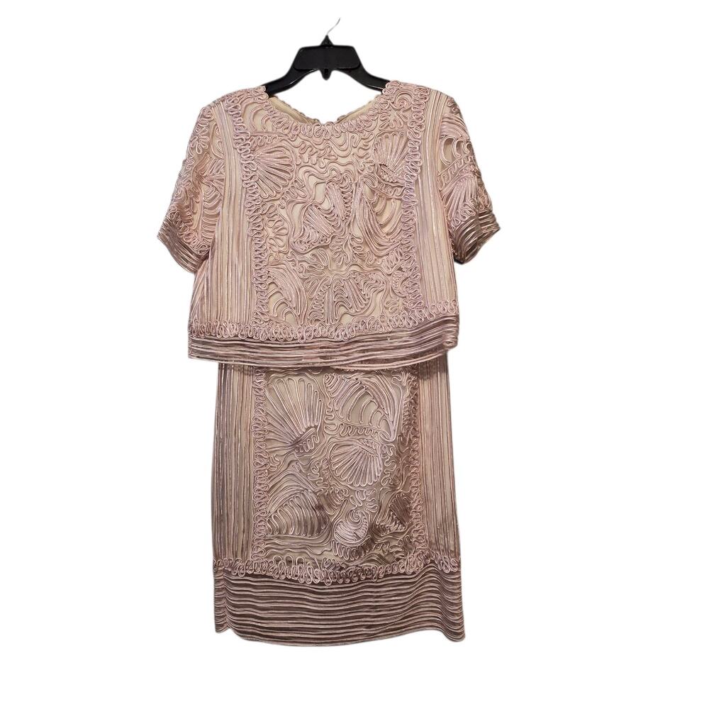 Tadashi Shoji NWT 2 Piece Lace Blouse Sz 8 Skirt Sz 6 Set Pink Formal Wedding